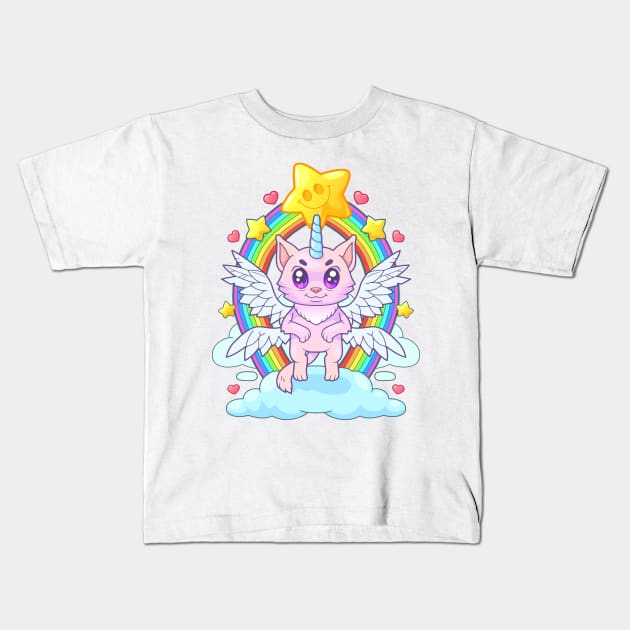 cute cat unicorn Kids T-Shirt by YMFargon